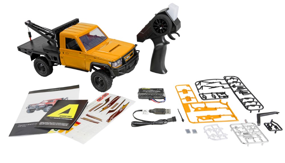 Toyota Land Cruiser Crawler sárga vontatóautó 1/12